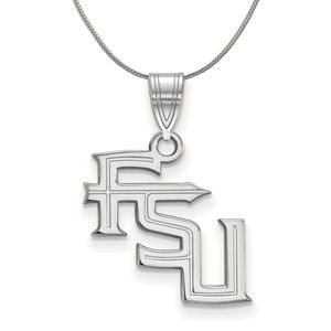 Sterling Silver Florida State Medium 'FSU' Necklace - 18 Inch